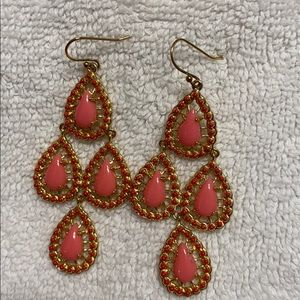 pink and orange stella and dot chandelier earring